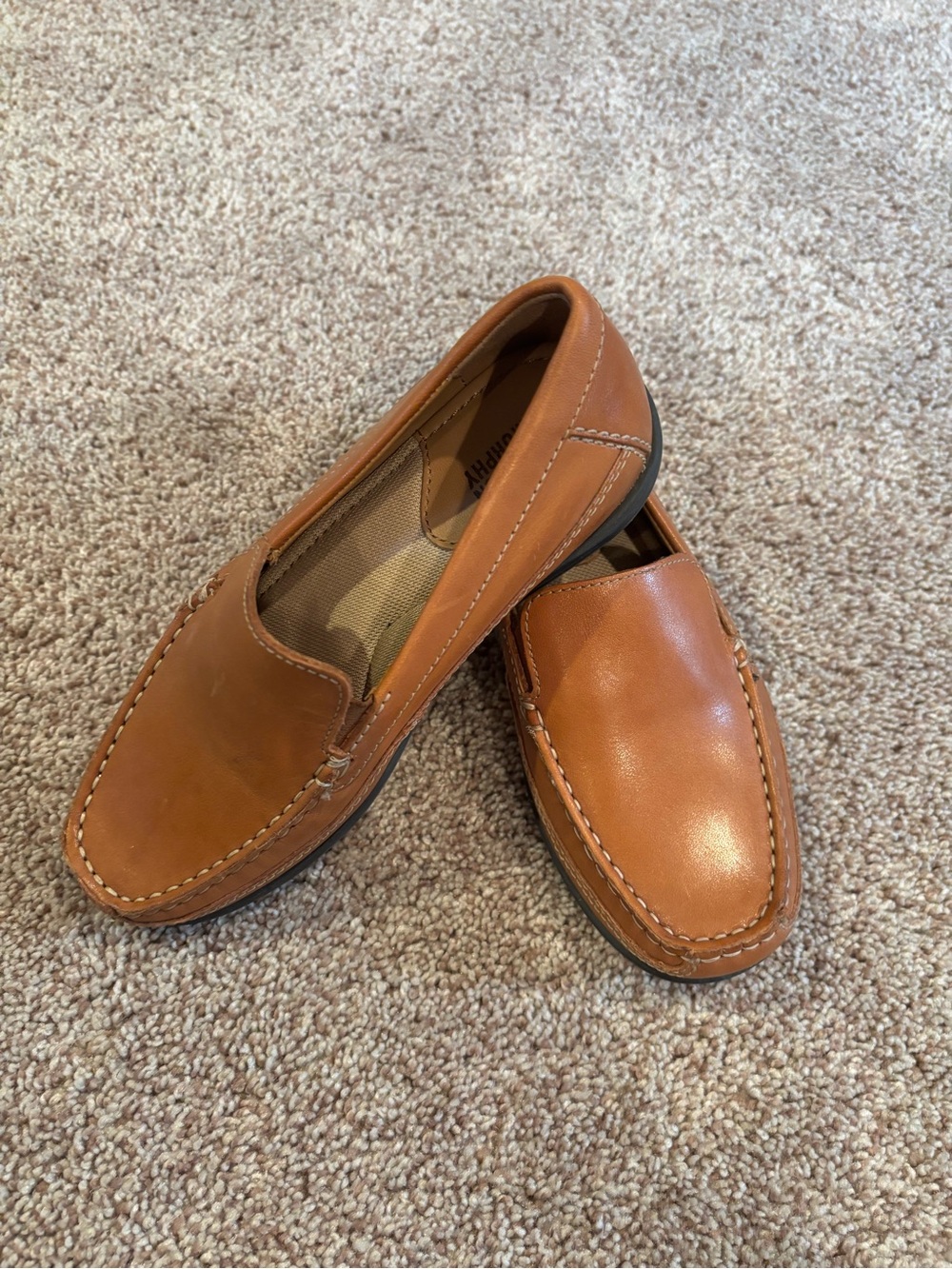 Johnston & Murphy Kids Cognac Leather Slip-On Loafers